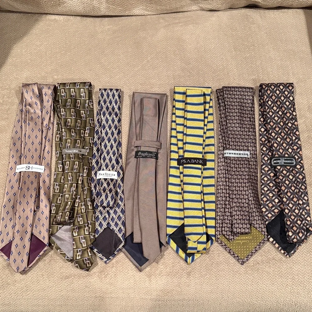 Jos. A. Bank Men's Tie Set — Blue, Yellow, Green, Brown, Gray Patterns